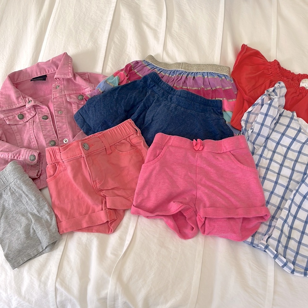 Girls size 3 Summer lot shorts denim jacket shirts skorts bundle